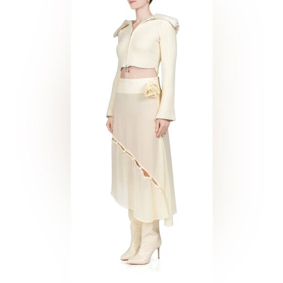 House of Sunny NWT Peggy Double Sailor Collar Cropped Double Zip Cardigan 10 - Picture 5 of 12